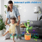 Dancing Cactus Toy with Singing, Talking & Mimicking Light Up Plush Toy Repeats What You Say Musical Baby Toy Gift for Boys & Girls