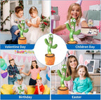 Dancing Cactus Toy with Singing, Talking & Mimicking Light Up Plush Toy Repeats What You Say Musical Baby Toy Gift for Boys & Girls